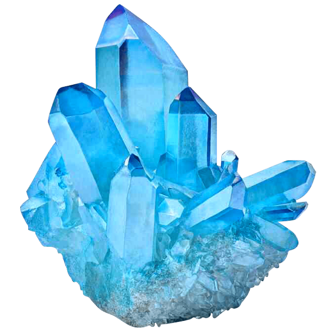 aqua aura quartz crystal- HD blue transparent background PNG free download