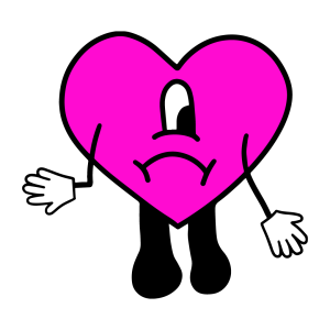Pink and black Bad Bunny Heart Logo in png transparent format
