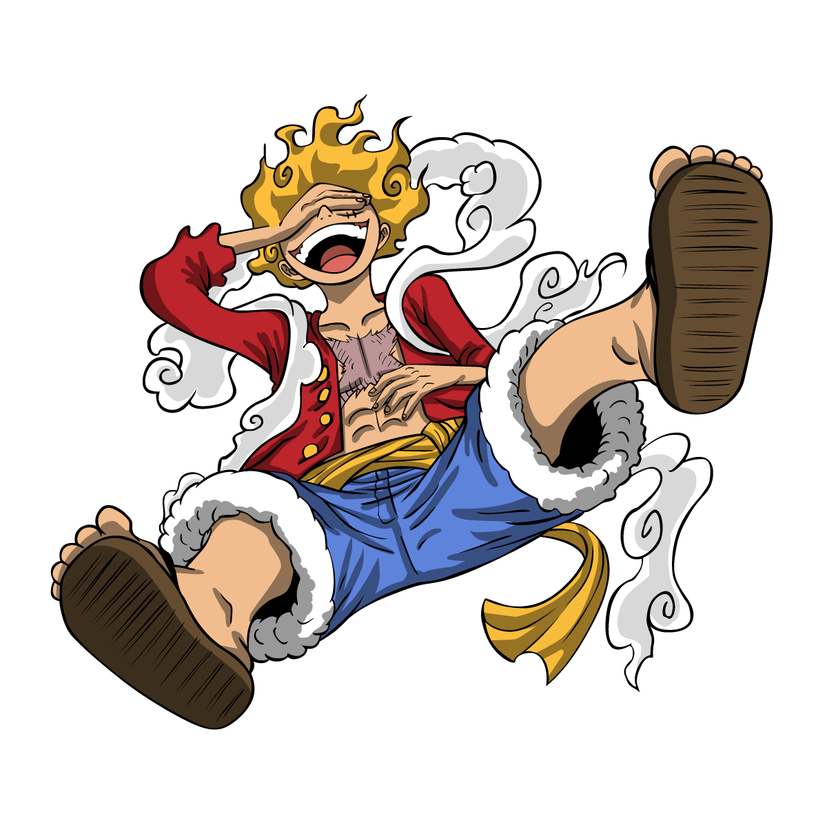 Luffy Gear 5 sitting PNG Image
