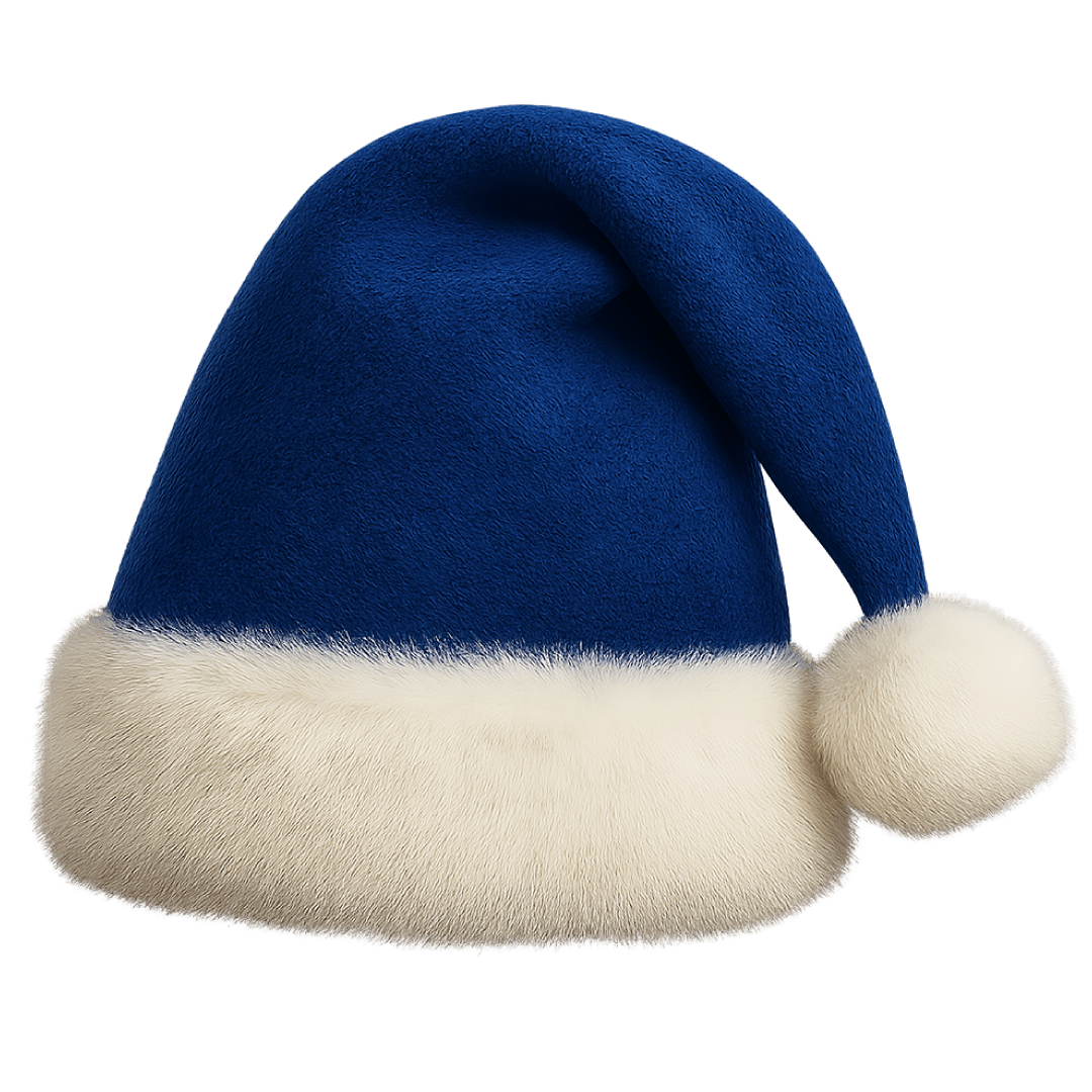Santa Claus Hat PNG- blue santa christmas cap transparent background png free dowload