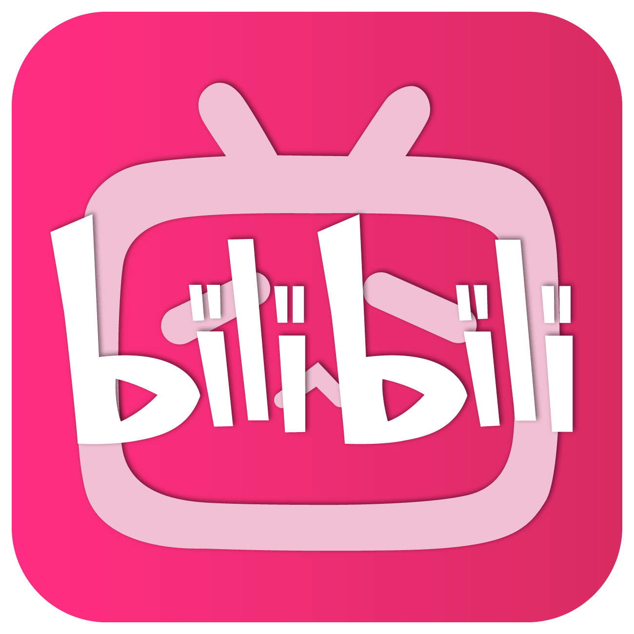 Bilibili Logo- Pink white color chinese video platform HD transparent background PNG free download